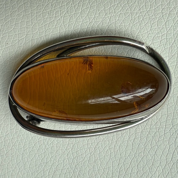 Authentic Baltic Amber and Silver Brooch and Pendant - Picture 6 of 7